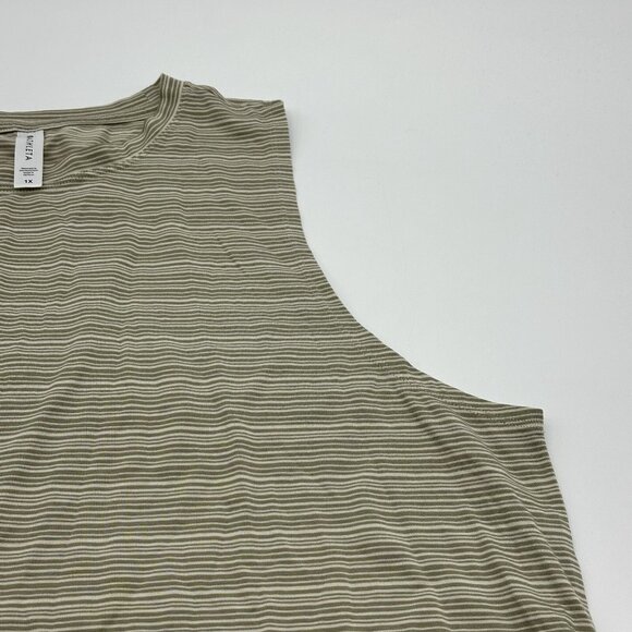 Athleta Cloudlight Women's Plus Size 1X Beige Striped Stretch Muscle Tank Top - Picture 3 of 9